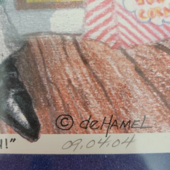 De Hamel‎ George W Bush Chagrin Falls Popcorn Shop Hanging Framed Art 12" Signed - Picture 10 of 11